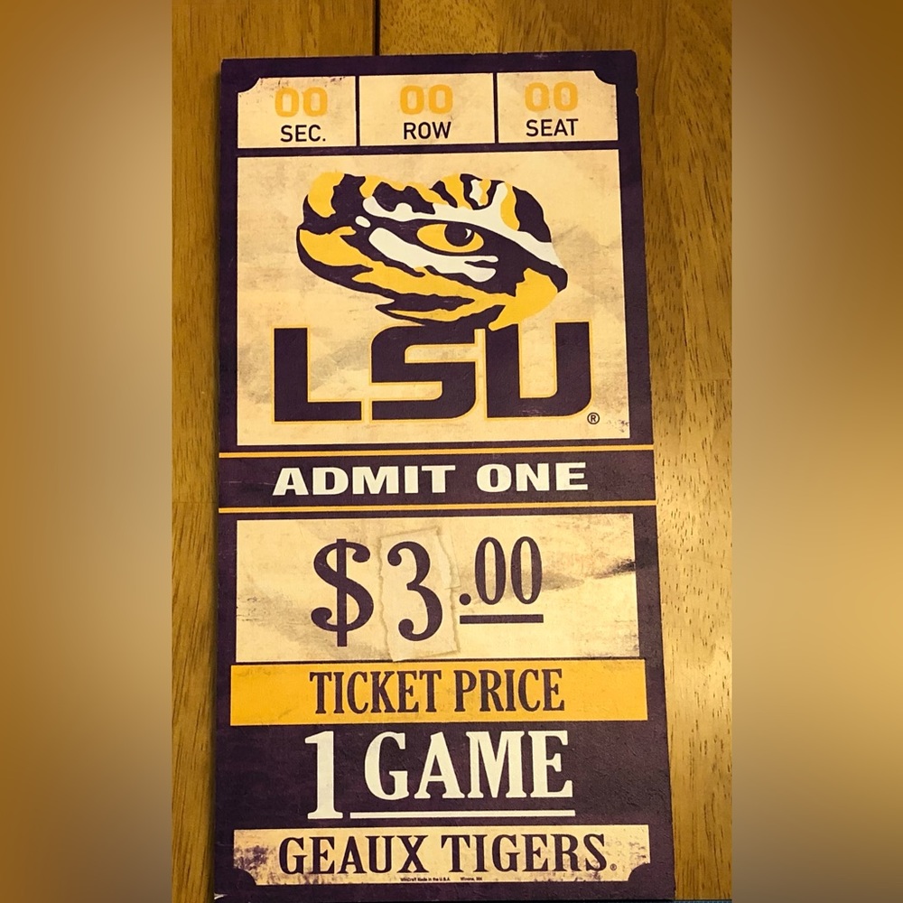 NCAA Official Licensed LSU Wooden Game Sign
